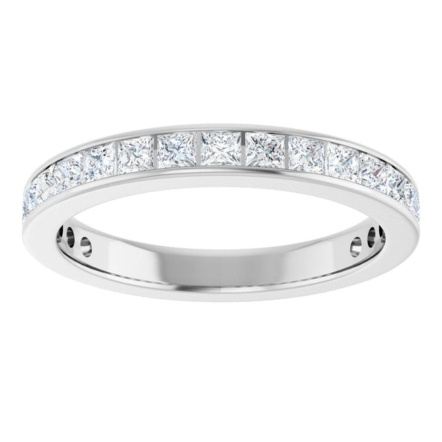 14K Gold Square Lab-Grown Diamond Channel-Set Anniversary Band – 2.5x2.5 mm Stones - White Gold - view 3