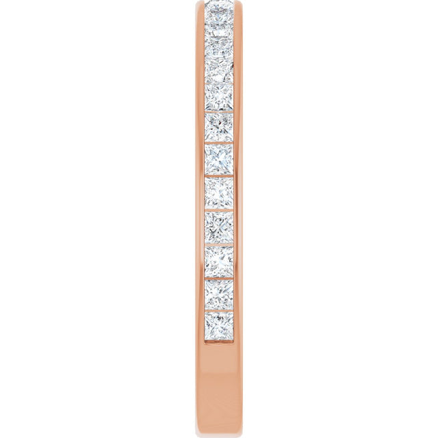 14K Gold Square Natural Diamond Channel-Set Anniversary Band – 2x2 mm Stones - Rose Gold - view 4