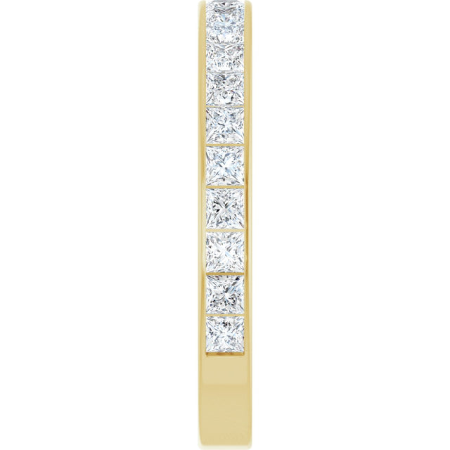 14K Gold Square Natural Diamond Channel-Set Anniversary Band – 3x3 mm Stones (3 5/8 CTW) - Yellow Gold - view 4