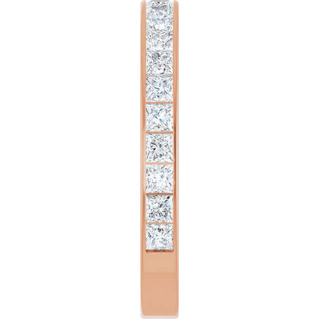 14K Gold Square Lab-Grown Diamond Channel-Set Anniversary Band – 3x3 mm Stones (3 5/8 CTW) - Rose Gold - view 4