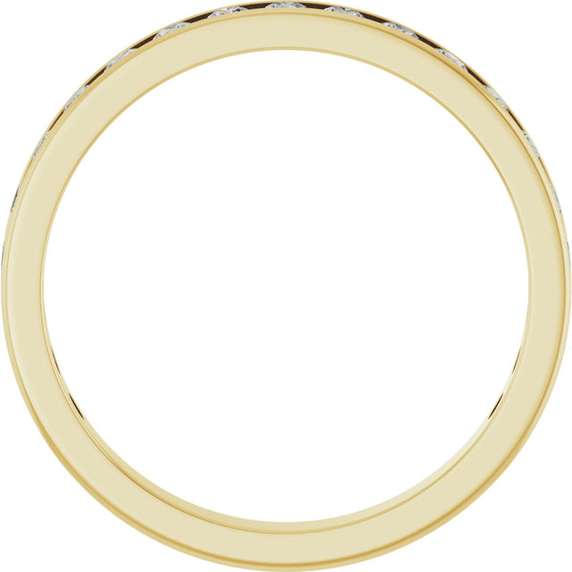 14K Gold Round Natural Diamond Channel-Set Anniversary Band – 3 mm Stones (1 7/8–2 CTW) - Yellow Gold - view 2