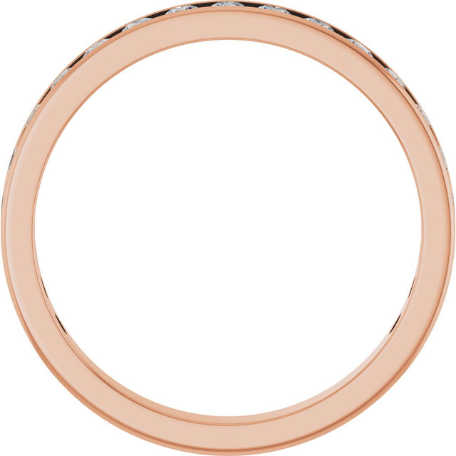 14K Gold Round Natural Diamond Channel-Set Anniversary Band – 3 mm Stones (1 7/8–2 CTW) - Rose Gold - view 2