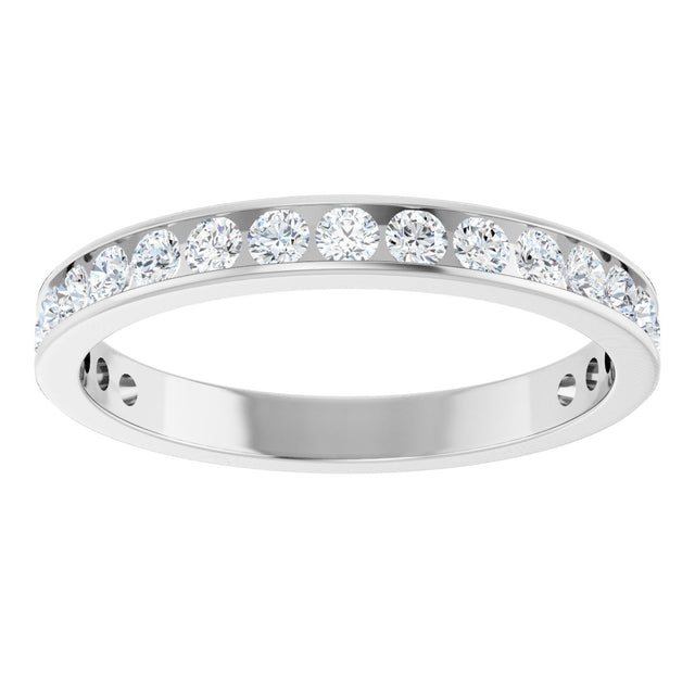 14K Gold Round Natural Diamond Channel-Set Anniversary Band – 3 mm Stones (1 7/8–2 CTW) - White Gold - view 3