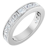 14K Gold Square Lab-Grown Diamond Channel-Set Anniversary Band – 2.5x2.5 mm Stones - White Gold