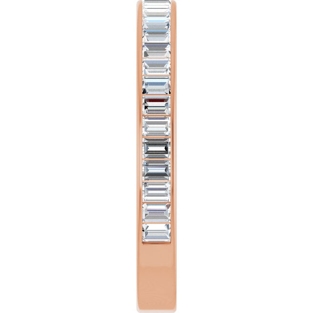 14K Gold Straight Baguette Natural Diamond Channel-Set Anniversary Band – 3x2 mm Stones (2 3/8 CTW) - Rose Gold - view 4