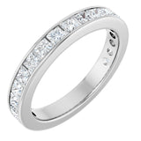 14K Gold Square Natural Diamond Channel-Set Anniversary Band – 2.5x2.5 mm Stones - White Gold