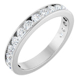 14K Gold Round Lab-Grown Diamond Channel-Set Anniversary Band – 3 mm Stones - White Gold