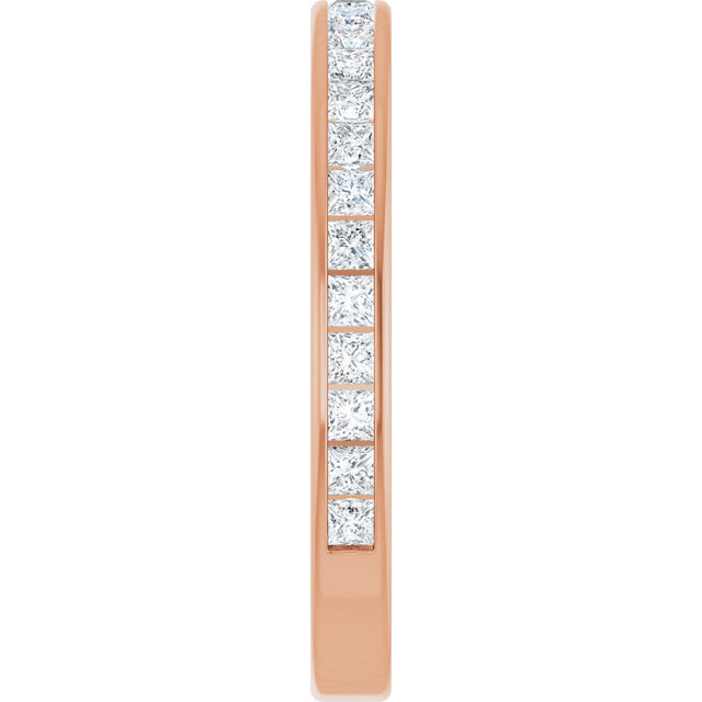 14K Gold Square Natural Diamond Channel-Set Anniversary Band – 1.75x1.75 mm Stones - Rose Gold - view 4