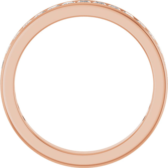 14K Gold Square Lab-Grown Diamond Channel-Set Anniversary Band – 2x2 mm Stones - Rose Gold - view 2