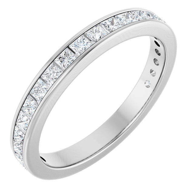 14K Gold Square Lab-Grown Diamond Channel-Set Anniversary Band – 2x2 mm Stones - White Gold