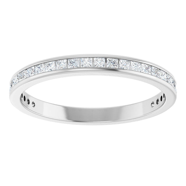 14K Gold Square Natural Diamond Channel-Set Anniversary Band – 1.5x1.5 mm Stones - White Gold - view 3