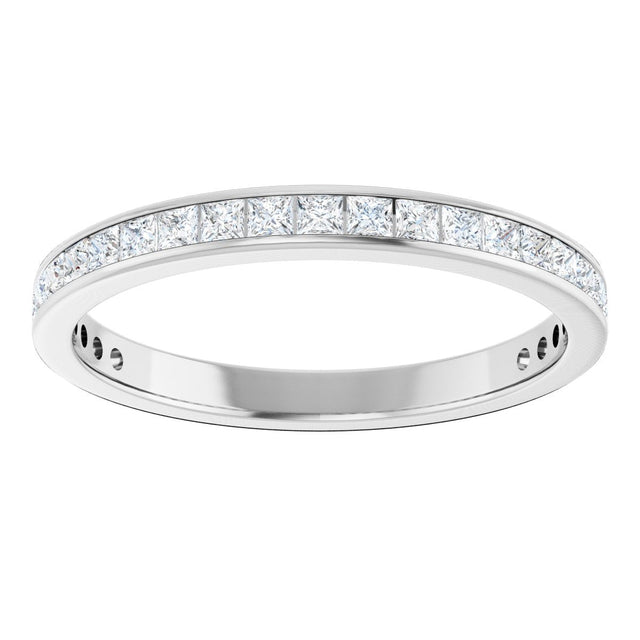 14K Gold Square Natural Diamond Channel-Set Anniversary Band – 2.25x2.25 mm Stones - White Gold - view 3