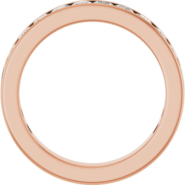 14K Gold Square Lab-Grown Diamond Channel-Set Anniversary Band – 3x3 mm Stones - Rose Gold - view 2