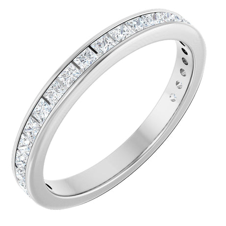 14K Gold Square Lab-Grown Diamond Channel-Set Anniversary Band – 2x2 mm Stones - White Gold
