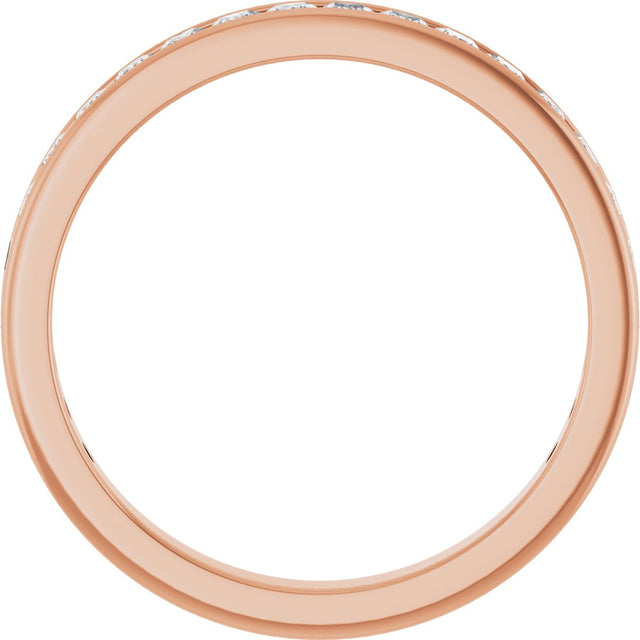 14K Gold Square Lab-Grown Diamond Channel-Set Anniversary Band – 2x2 mm Stones - Rose Gold - view 2