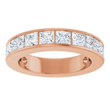 14K Gold Square Lab-Grown Diamond Channel-Set Anniversary Band – 3x3 mm Stones - Rose Gold - view 3