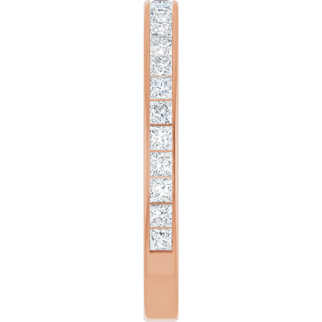 14K Gold Square Natural Diamond Channel-Set Anniversary Band – 2.25x2.25 mm Stones - Rose Gold - view 4