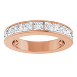 14K Gold Square Natural Diamond Channel-Set Anniversary Band – 3x3 mm Stones - Rose Gold - view 3