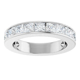 14K Gold Square Lab-Grown Diamond Channel-Set Anniversary Band – 3x3 mm Stones - White Gold - view 3