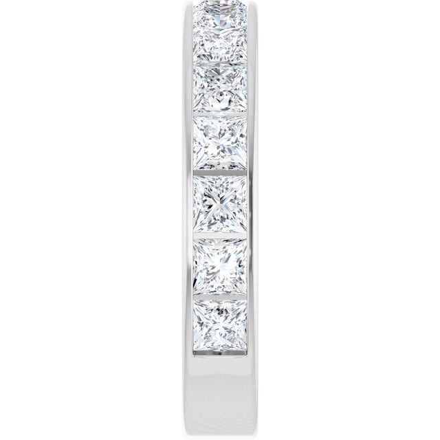 14K Gold Square Lab-Grown Diamond Channel-Set Anniversary Band – 3x3 mm Stones - White Gold - view 4