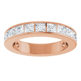 14K Gold Square Natural Diamond Channel-Set Anniversary Band – 3x3 mm Stones - Rose Gold - view 3