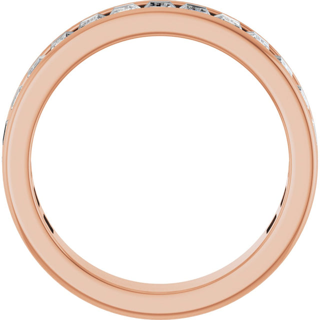 14K Gold Straight Baguette Lab-Grown Diamond Channel-Set Anniversary Band – 3x2 mm Stones - Rose Gold - view 2