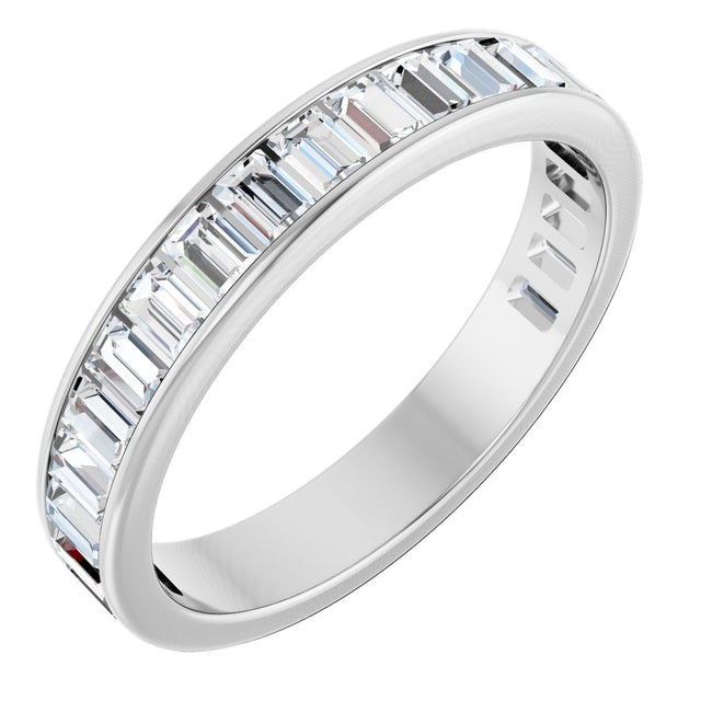 14K Gold Straight Baguette Lab-Grown Diamond Channel-Set Anniversary Band – 3x2 mm Stones - White Gold