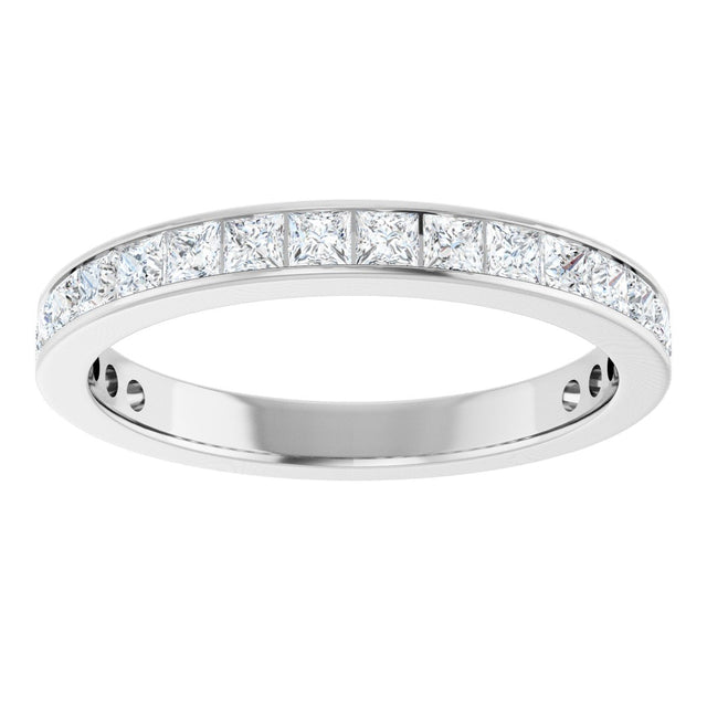 14K Gold Square Natural Diamond Channel-Set Anniversary Band – 3x3 mm Stones (3 5/8 CTW) - White Gold - view 3