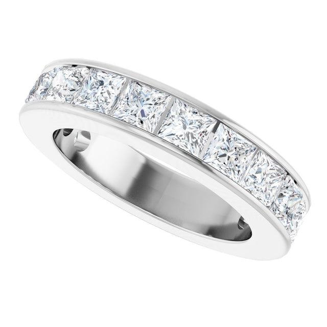 14K Gold Square Lab-Grown Diamond Channel-Set Anniversary Band – 3x3 mm Stones - White Gold - view 5