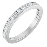 14K Gold Square Natural Diamond Channel-Set Anniversary Band – 2.5x2.5 mm Stones - White Gold