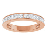 14K Gold Square Lab-Grown Diamond Channel-Set Anniversary Band – 3x3 mm Stones - Rose Gold - view 3