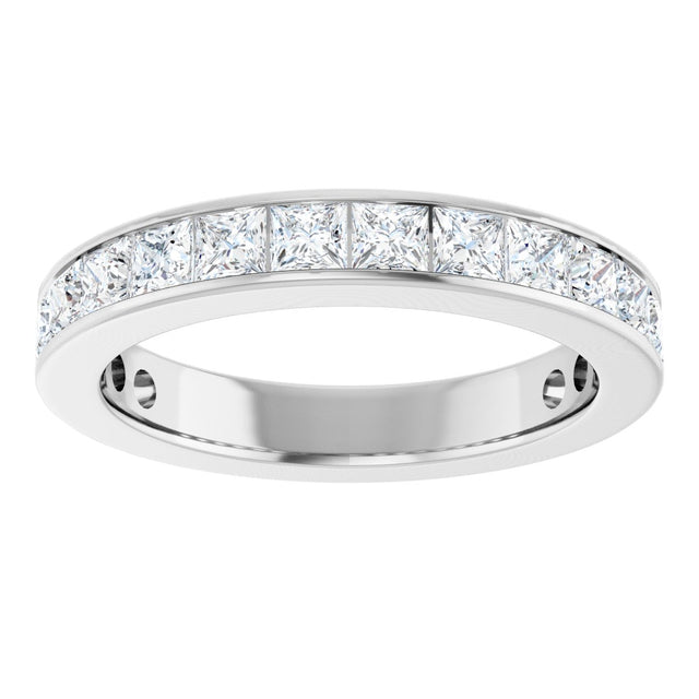 14K Gold Square Lab-Grown Diamond Channel-Set Anniversary Band – 3x3 mm Stones - White Gold - view 3