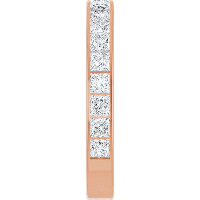 14K Gold Square Lab-Grown Diamond Channel-Set Anniversary Band – 3x3 mm Stones - Rose Gold - view 4