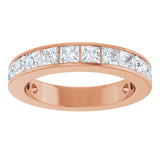 14K Gold Square Lab-Grown Diamond Channel-Set Anniversary Band – 3x3 mm Stones - Rose Gold - view 3