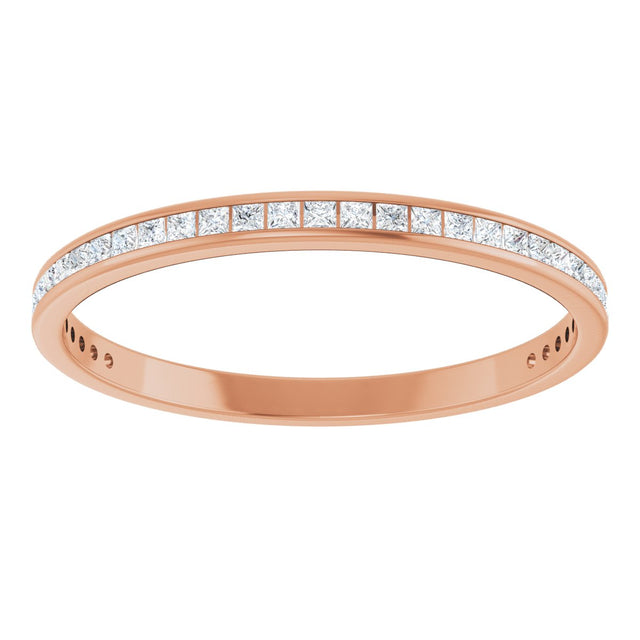14K Gold Square Natural Diamond Channel-Set Anniversary Band – 1.5x1.5 mm Stones (3/4 CTW) - Rose Gold - view 3