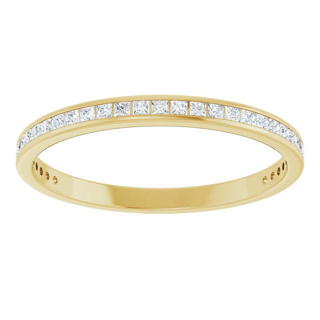 14K Gold Square Lab-Grown Diamond Channel-Set Anniversary Band – 1.5x1.5 mm Stones (3/4 CTW) - Yellow Gold - view 3