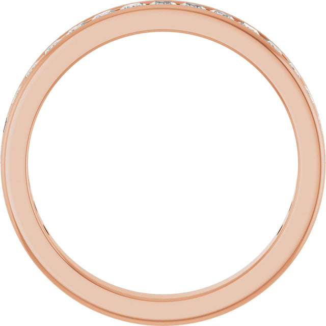 14K Gold Square Lab-Grown Diamond Channel-Set Anniversary Band – 2x2 mm Stones - Rose Gold - view 2
