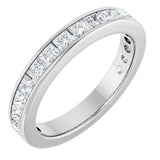 14K Gold Square Lab-Grown Diamond Channel-Set Anniversary Band – 2.25x2.25 mm Stones - White Gold
