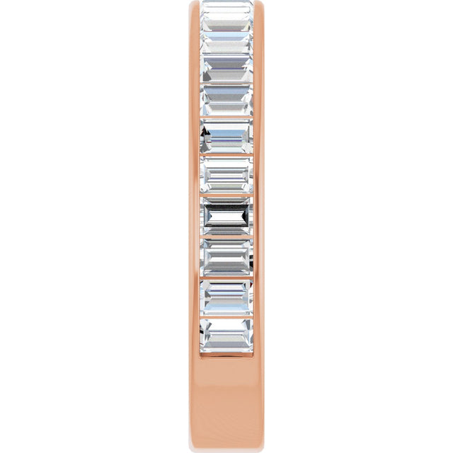 14K Gold Straight Baguette Natural Diamond Channel-Set Anniversary Band – 3x2 mm Stones - Rose Gold - view 4