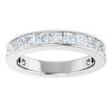 14K Gold Square Lab-Grown Diamond Channel-Set Anniversary Band – 3x3 mm Stones - White Gold - view 3
