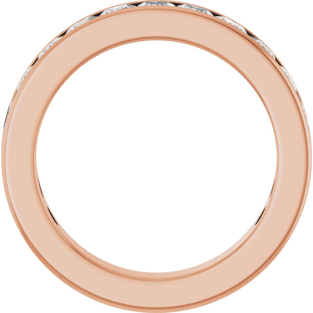 14K Gold Square Lab-Grown Diamond Channel-Set Anniversary Band – 3x3 mm Stones - Rose Gold - view 2