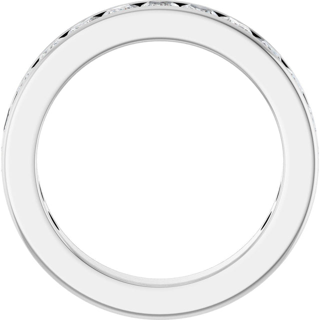 14K Gold Square Natural Diamond Channel-Set Anniversary Band – 3x3 mm Stones - White Gold - view 2