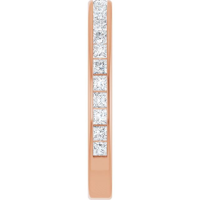 14K Gold Square Lab-Grown Diamond Channel-Set Anniversary Band – 1.75x1.75 mm Stones - Rose Gold - view 4