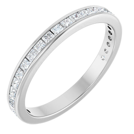 14K Gold Square Lab-Grown Diamond Channel-Set Anniversary Band – 1.5x1.5 mm Stones - White Gold