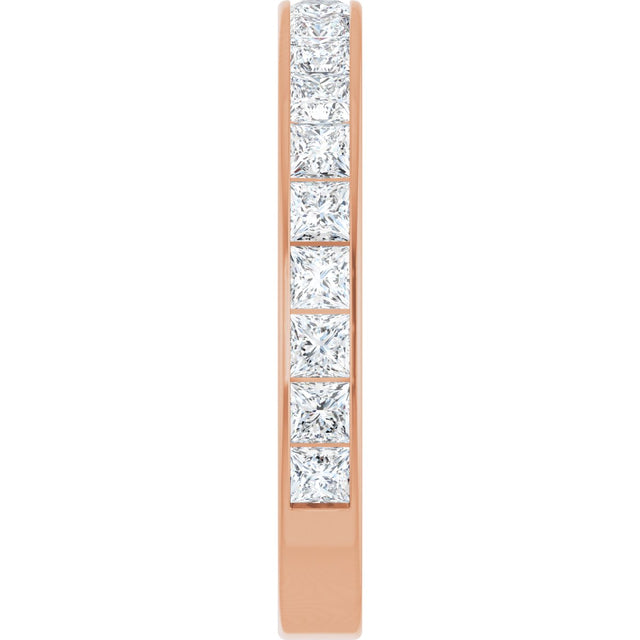 14K Gold Square Natural Diamond Channel-Set Anniversary Band – 3x3 mm Stones - Rose Gold - view 4