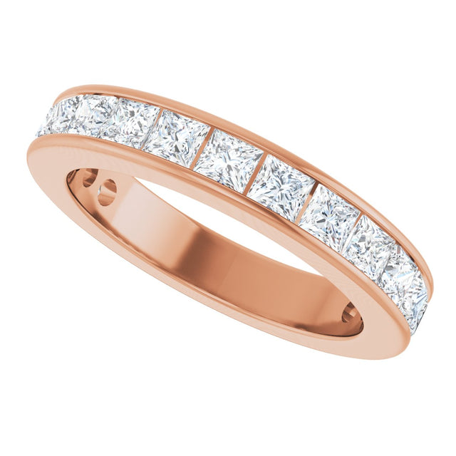10K Gold Square Natural Diamond Channel-Set Anniversary Band – 2 1/4 CTW - Rose Gold - view 5