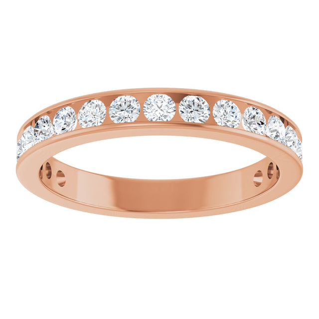 14K Gold Round Lab-Grown Diamond Channel-Set Anniversary Band – 3 mm Stones - Rose Gold - view 3