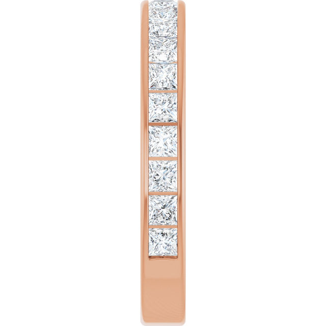 14K Gold Square Lab-Grown Diamond Channel-Set Anniversary Band – 2.25x2.25 mm Stones - Rose Gold - view 4