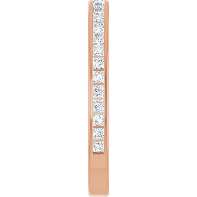 14K Gold Square Natural Diamond Channel-Set Anniversary Band – 1.5x1.5 mm Stones - Rose Gold - view 4