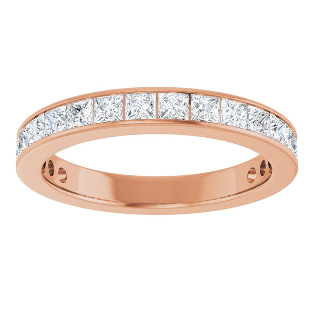 14K Gold Square Lab-Grown Diamond Channel-Set Anniversary Band – 3x3 mm Stones - Rose Gold - view 3